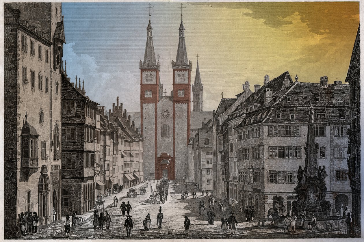 Würzburg, omkring 1830 (gravering) af . .