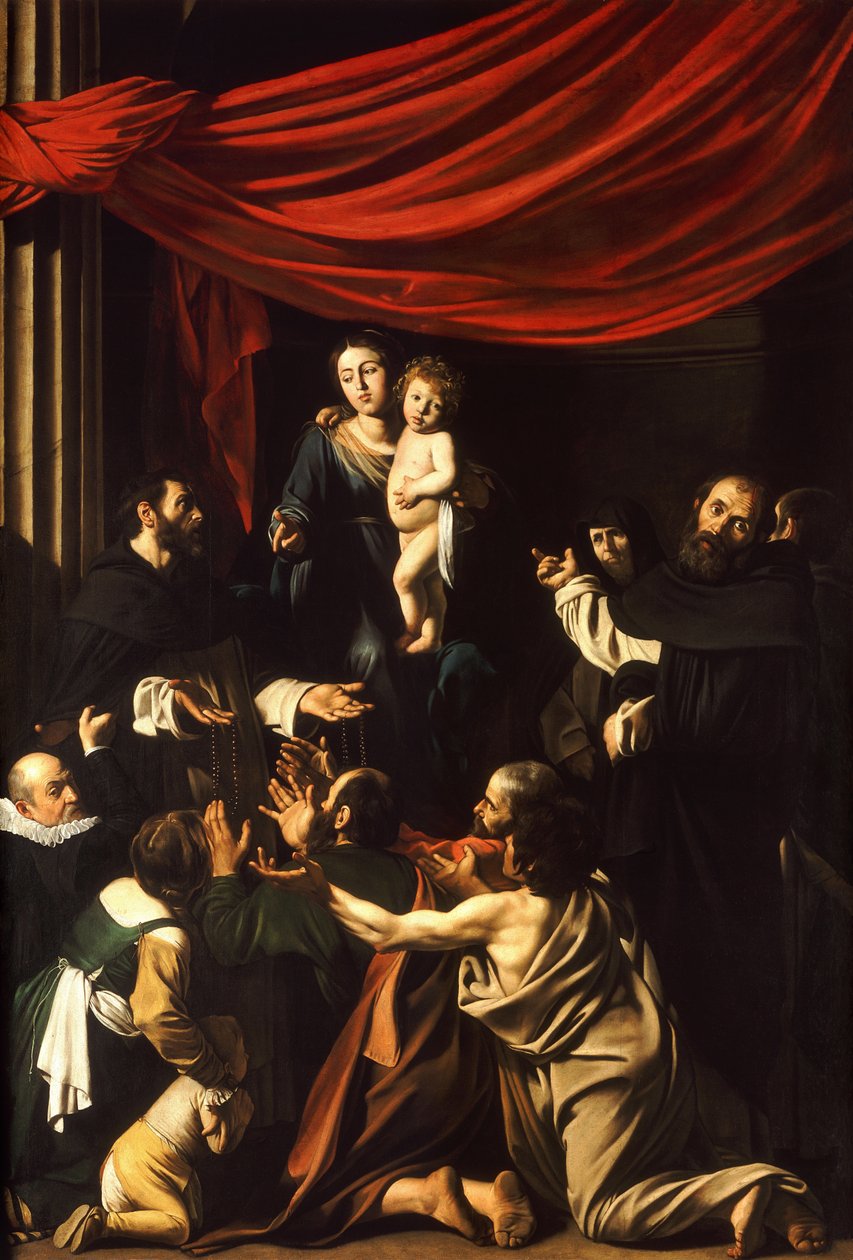 Madonna af rosenkransen Polsk: Madonna af rosenkransen af Michelangelo Merisi da  Caravaggio