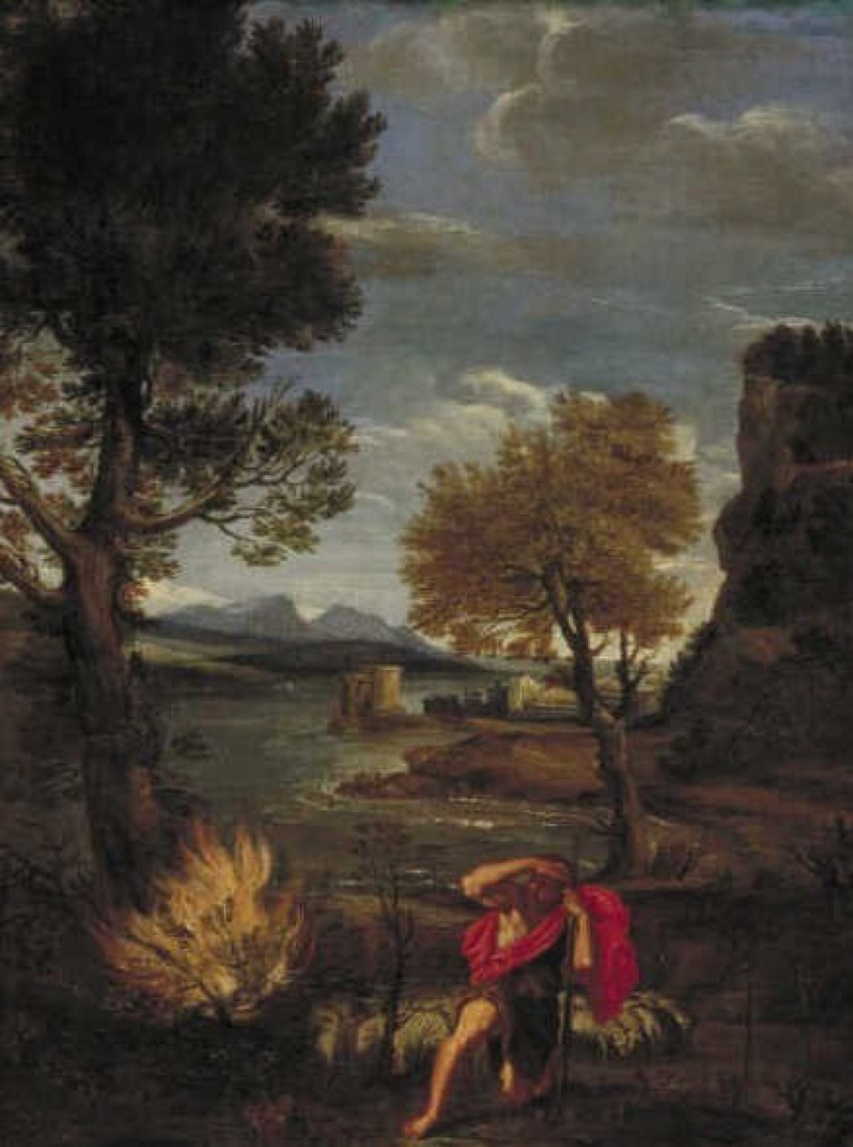 Landskab med Moses og den brændende busk af Domenichino