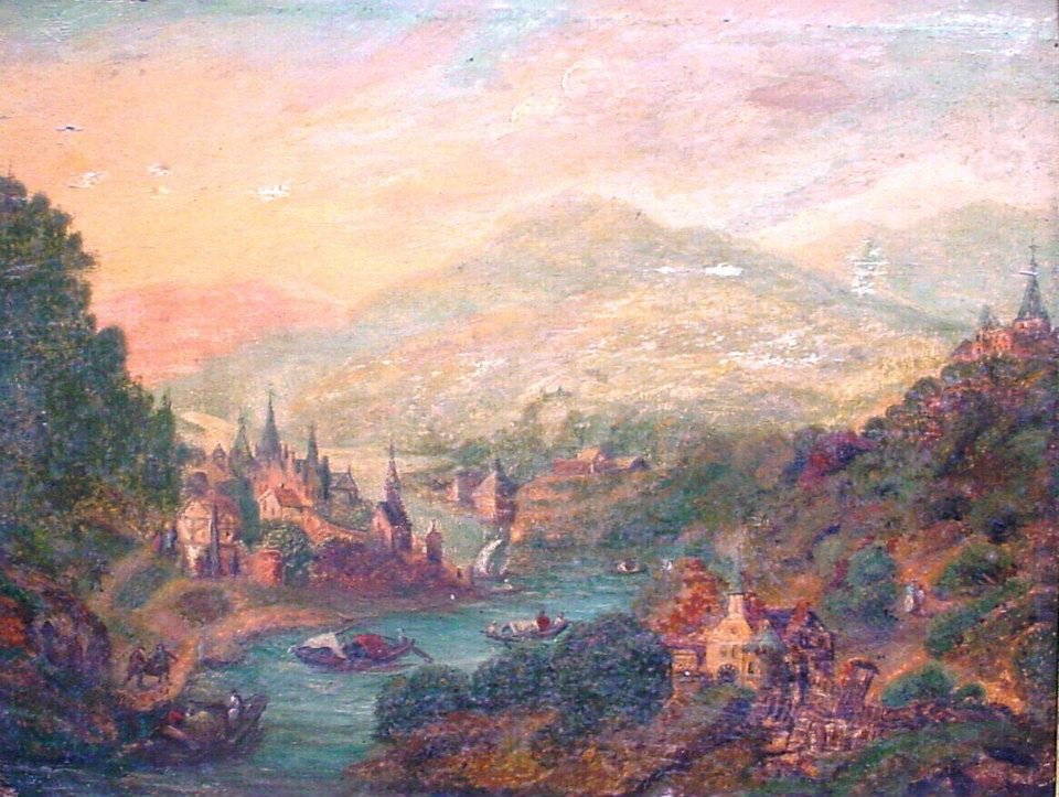 Landskab med både og figurer af Jan the Elder Brueghel