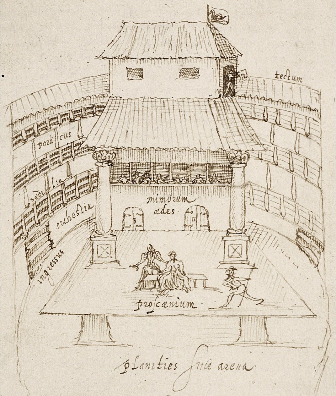 The Swan Playhouse i London af after Johannes de Witt Aernout van Buchel