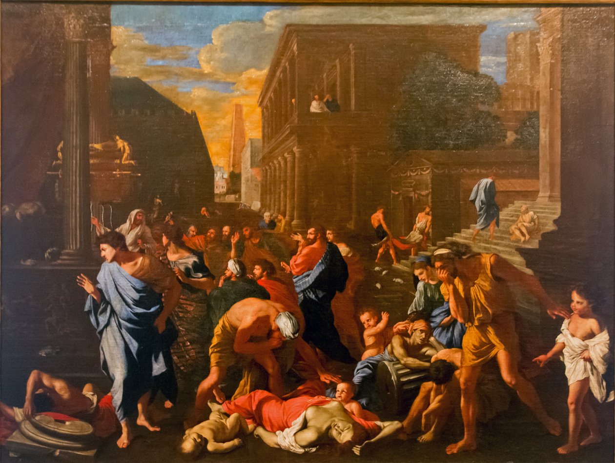han filisterne angrebet af pesten i byen Ashdod af after Nicolas Poussin