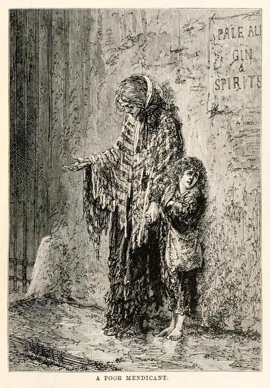 En fattig bølle, fra Jorden rundt på firs dage af Jules Verne (1828-1905), indgraveret af Louis Dumont (f.1822) 1873 af after Alphonse Marie de Neuville