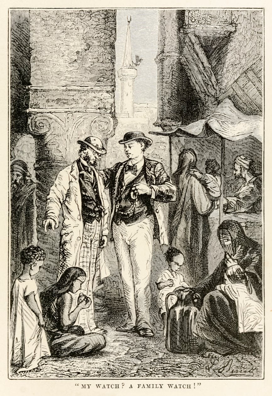 Mit ur? Et familieur!, fra Around the World in Eighty Days af Jules Verne (1828-1905), indgraveret af Louis Dumont (f.1822), 1873 af after Alphonse Marie de Neuville