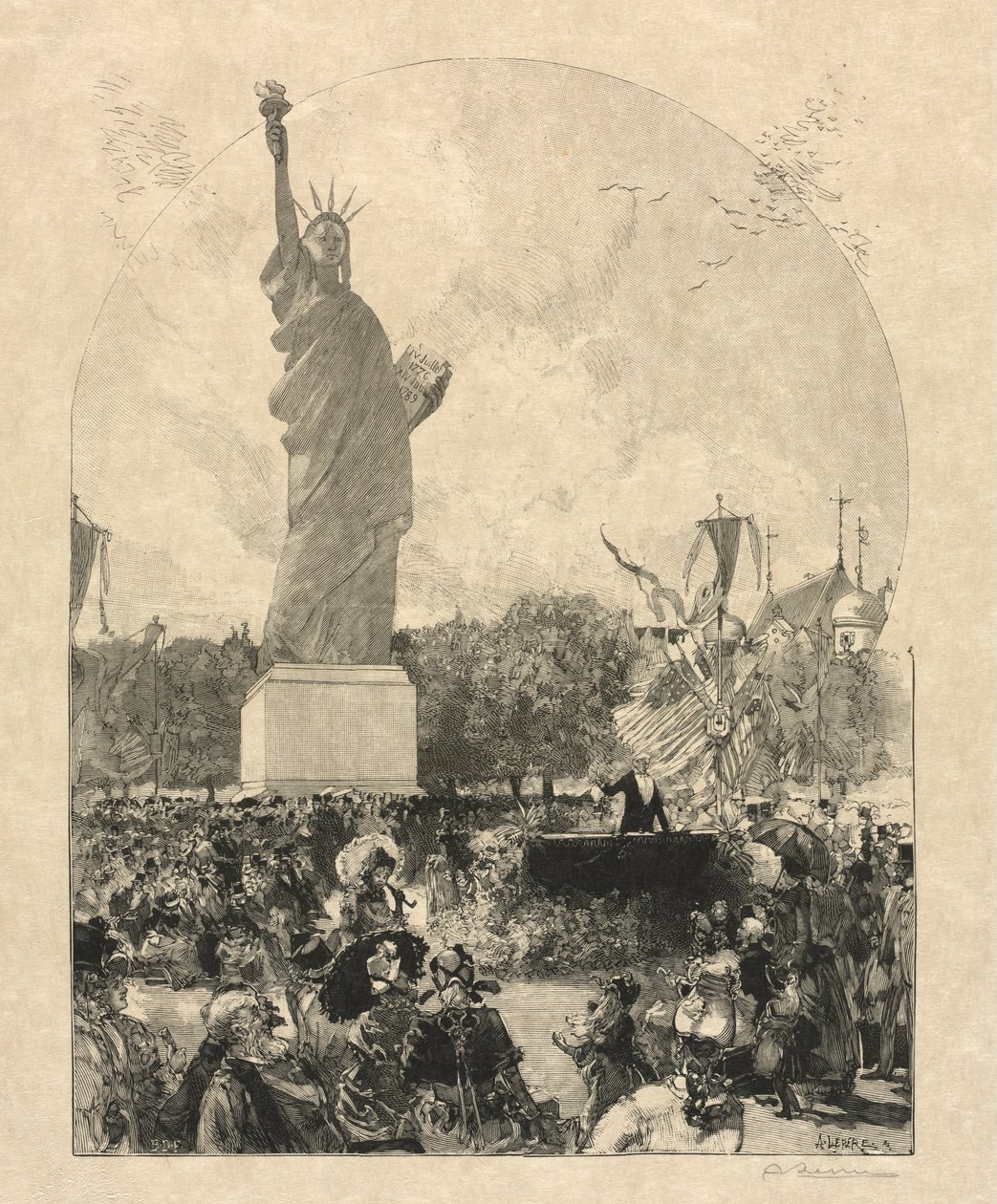 Liberty Enlightening the World, tilbudt til byen Paris af amerikanerne af after Auguste Louis Lepère