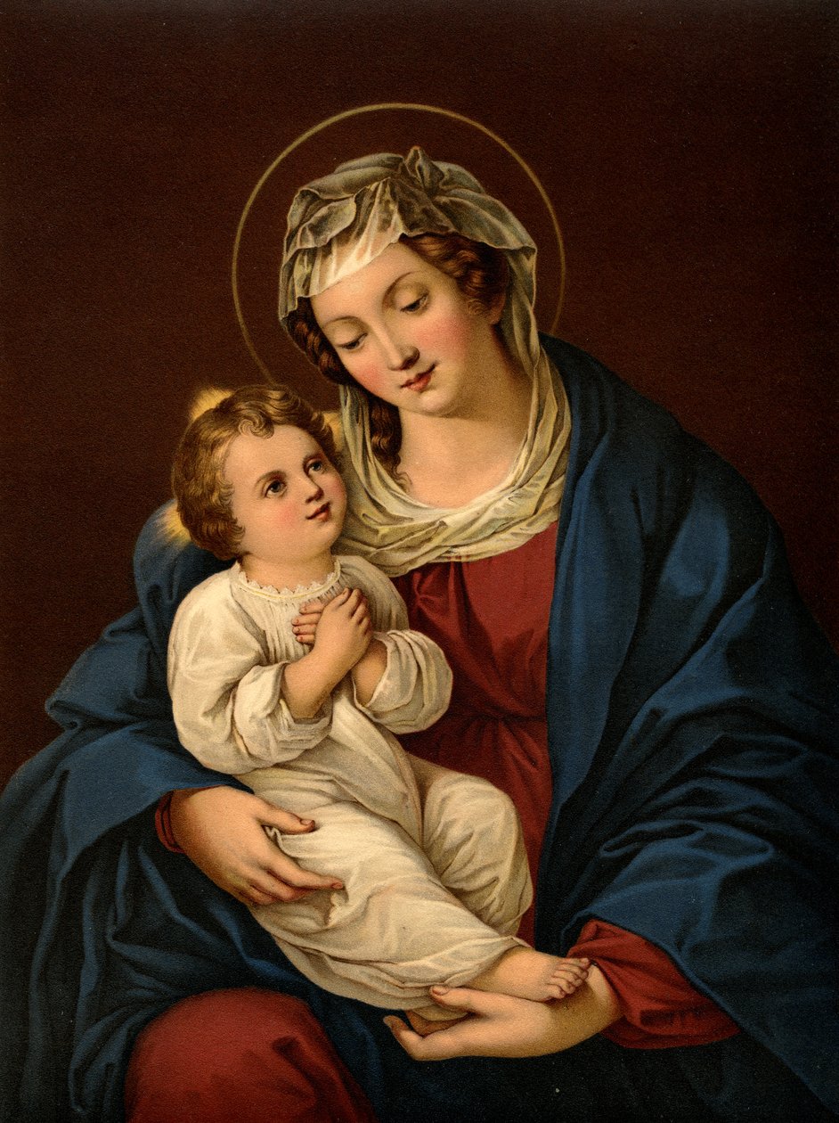 Moder Maria med Jesusbarnet af after Bartolome Esteban Murillo