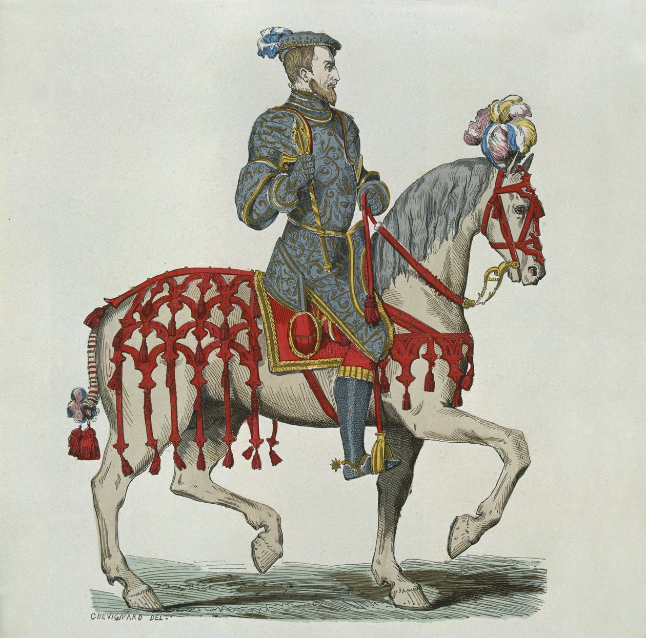 Henri II som kaptajn for husholdningskavaleriet af after Chevignard