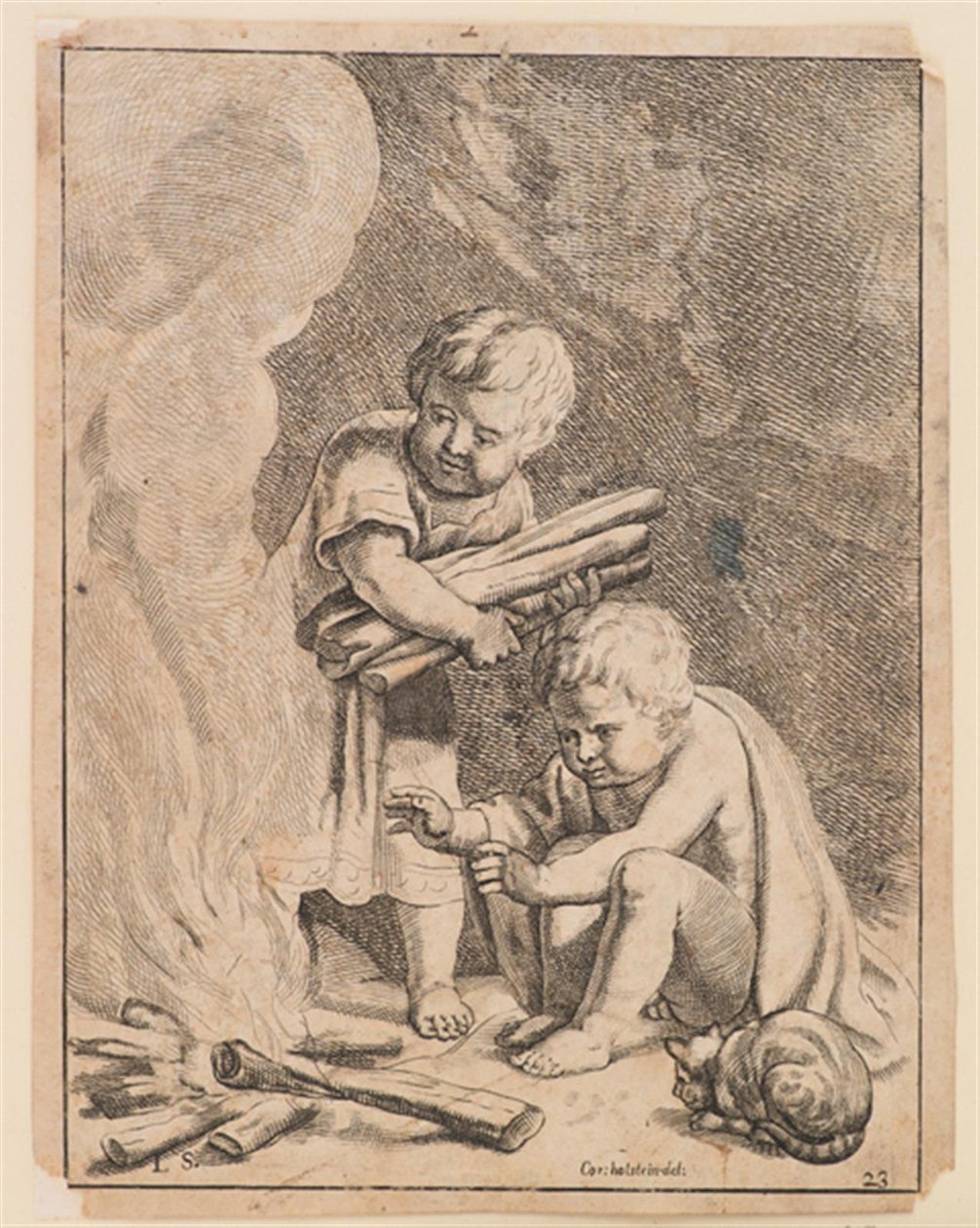 Til børn, der laver ild af after Cornelis Holsteyn