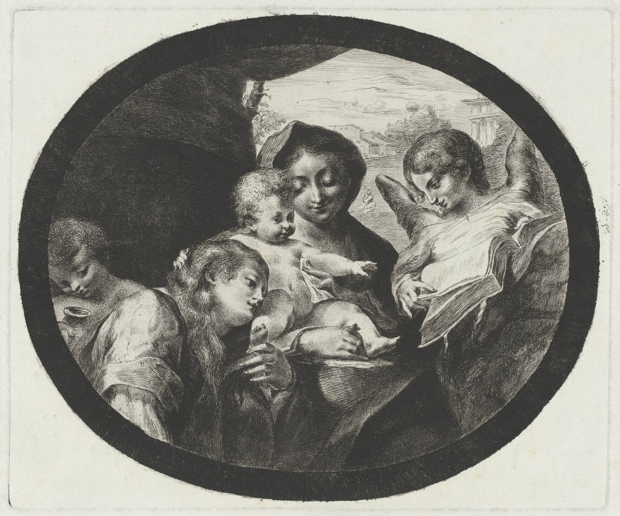 Jomfruen og barnet med engle af after Correggio Vivant Denon