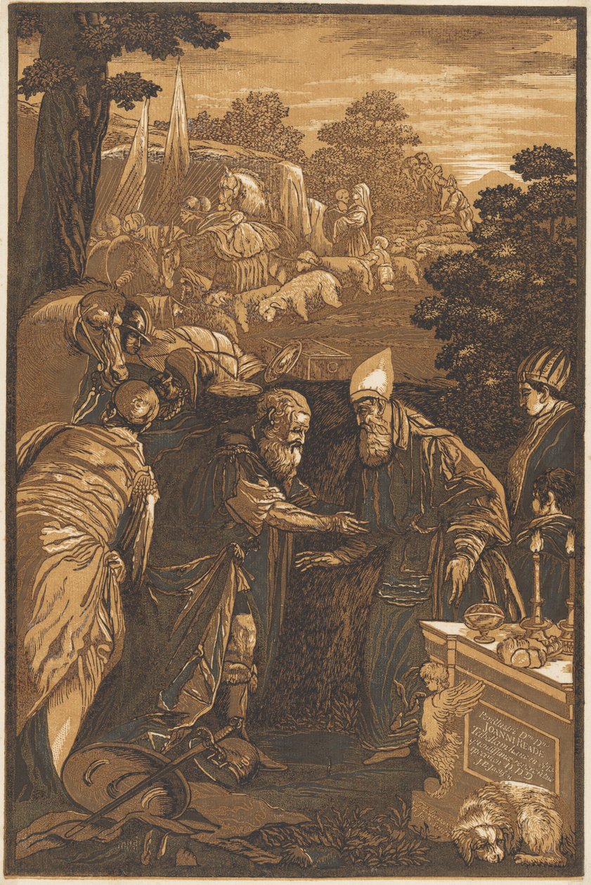 Melkisedek velsigner Abraham af after Francesco Bassano II John Baptist Jackson