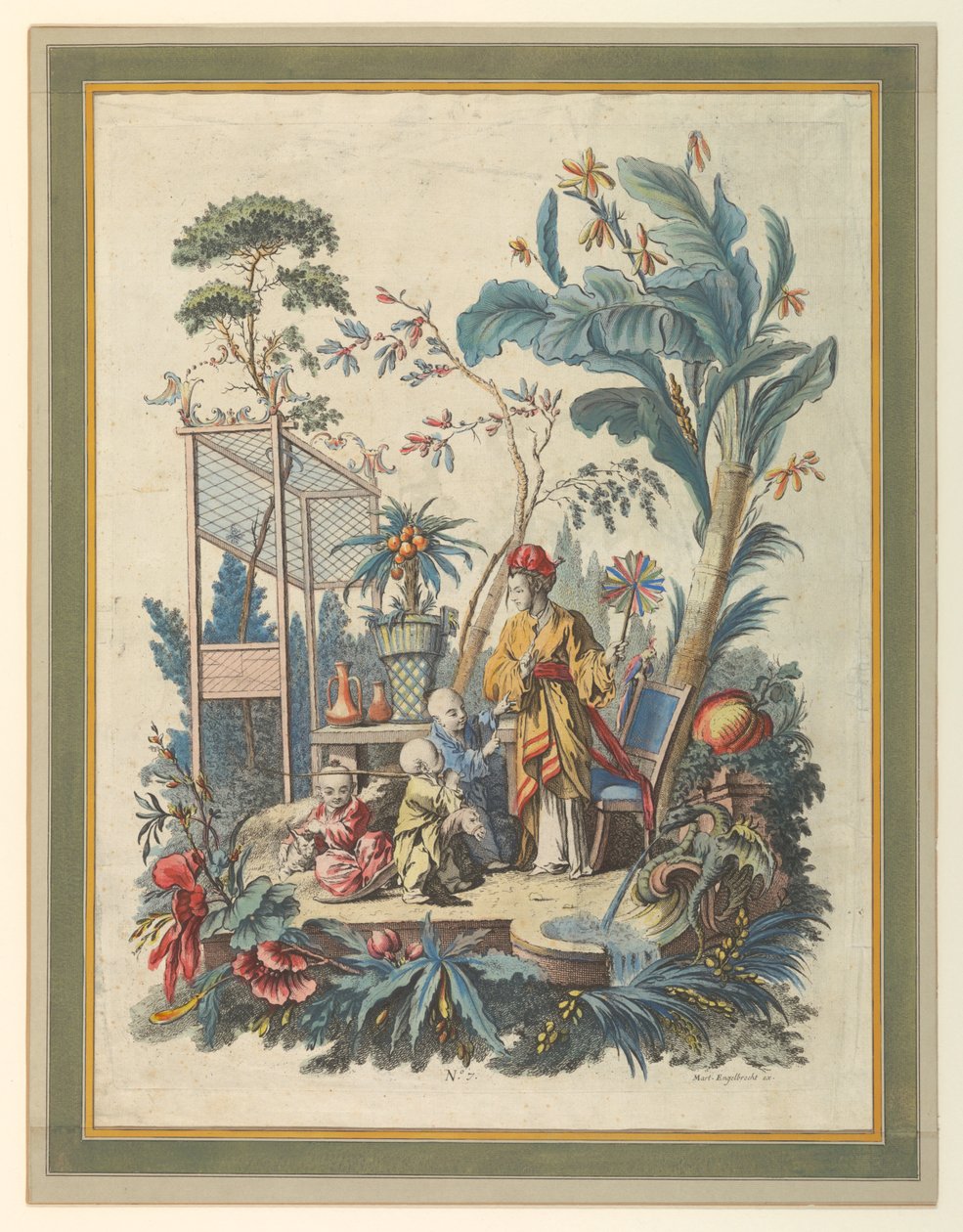 Plade 7 af et sæt kinesiske genrescener af after Francois Boucher