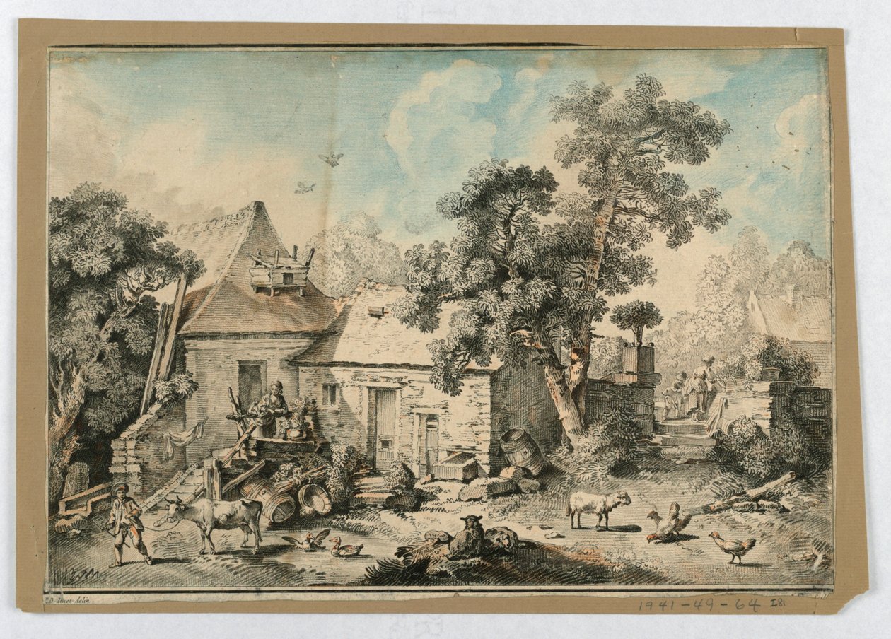 Siddende Hyrde af after Francois Boucher