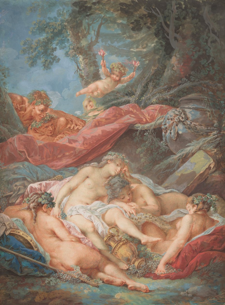 Sovende Bacchantes af after François Boucher Jacques Charlier
