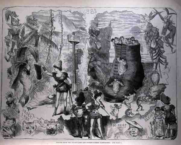 Scener fra Drury Lane og Covent Garden Pantomimes, fra The Illustrated London News, 7. januar 1882 af after George Cruikshank