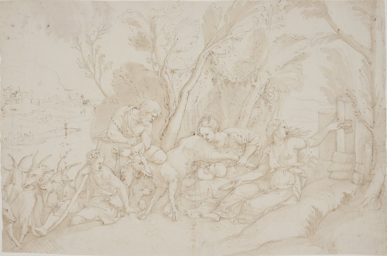 Jupiter diedes af geden Amalthea af after Giulio Romano