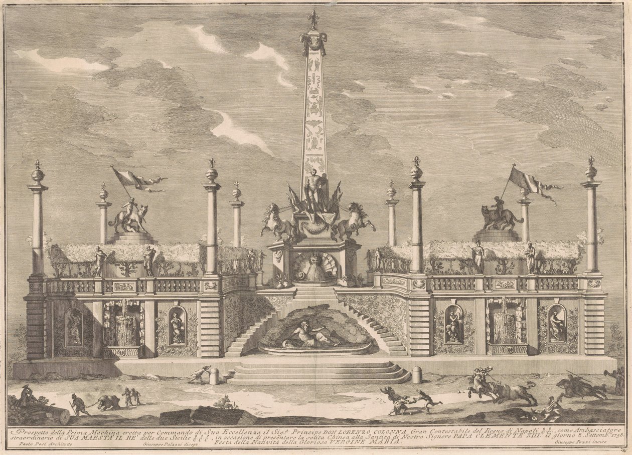 Prima Macchina for Kina fra 1758: En "Deliziosa" med hængende haver af after Giuseppe Palazzi Giuseppe Pozzi after Paolo Posi