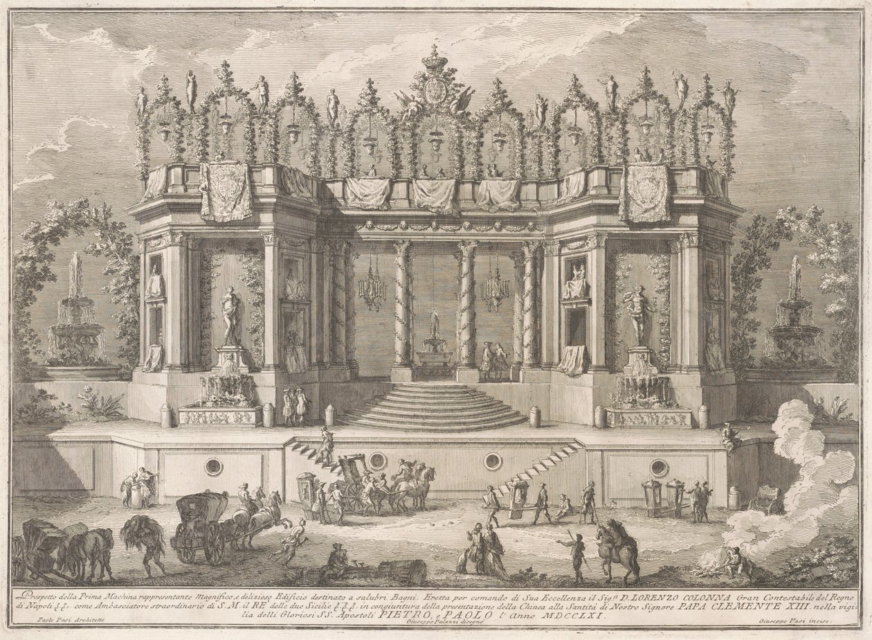 Prima Macchina for Chinea af 1761: The Salubrious Baths af after Giuseppe Palazzi Giuseppe Vasi after Paolo Posi
