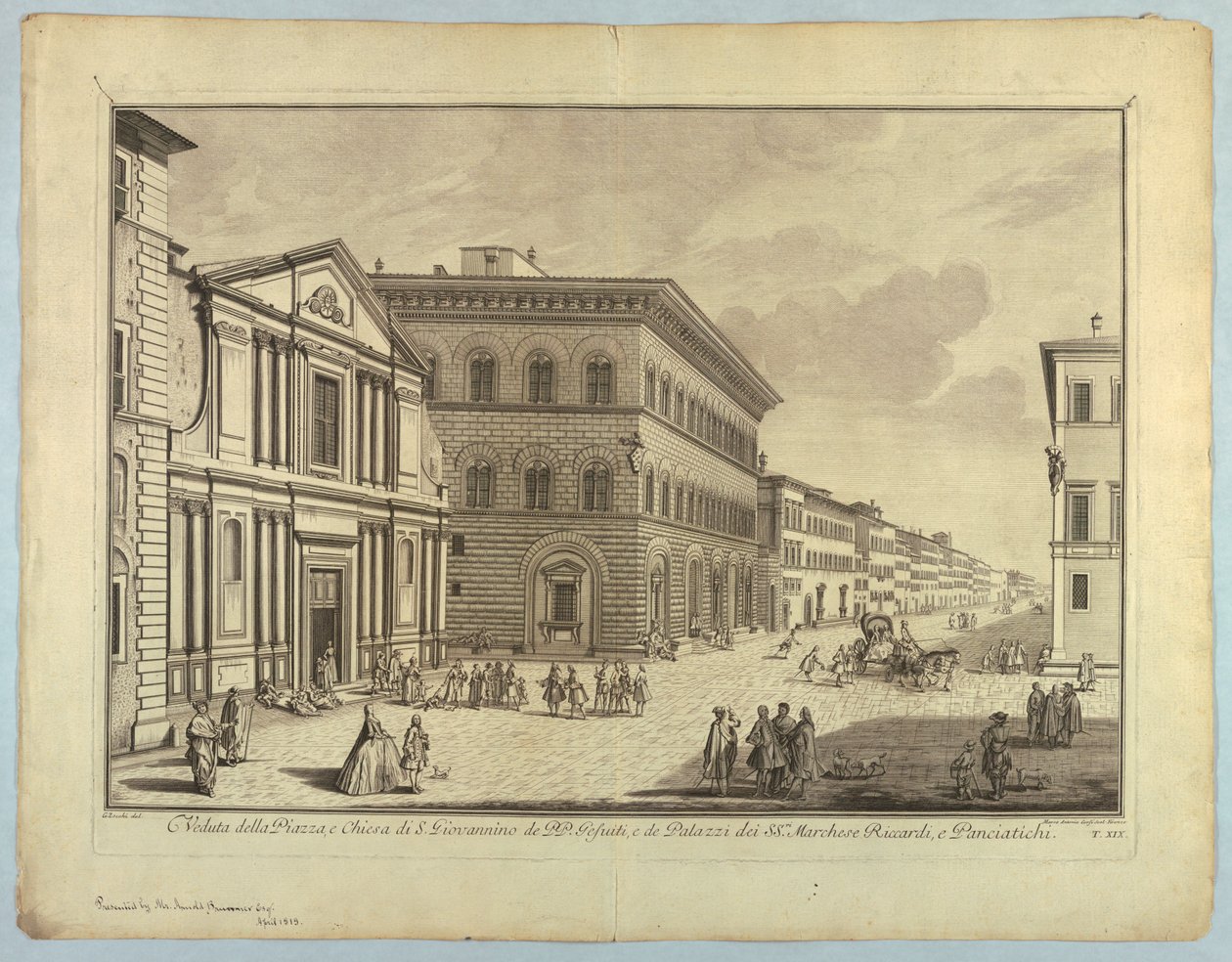 Udsigt over Firenze, plade fra "Choice of XXIV Udsigt over de vigtigste distrikter, pladser, kirker og paladser i byen Firenze" af after Giuseppe Zocchi