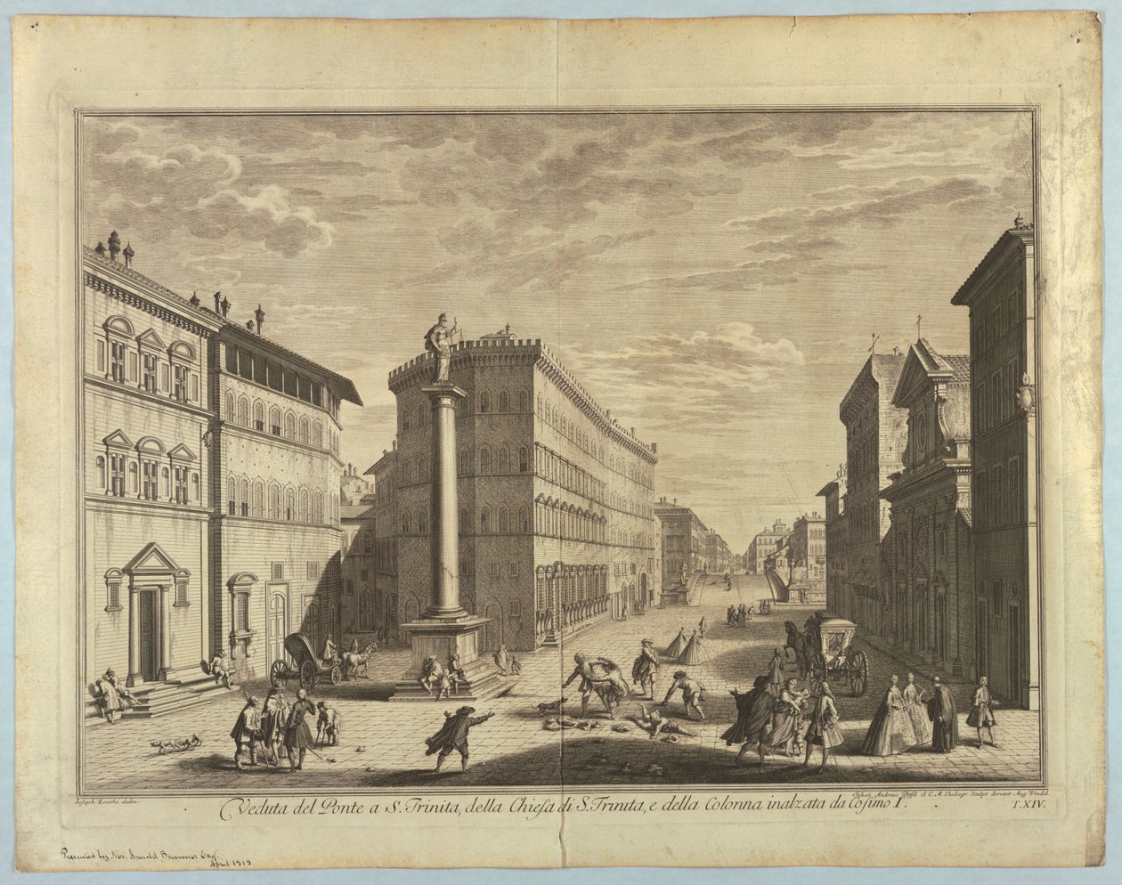 Udsigt over Firenze, plade fra "Choice of XXIV Udsigt over de vigtigste distrikter, pladser, kirker og paladser i byen Firenze" af after Giuseppe Zocchi
