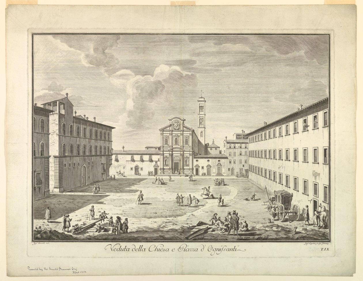 Udsigt over Firenze, plade fra "Choice of XXIV Udsigt over de vigtigste distrikter, pladser, kirker og paladser i byen Firenze" af after Giuseppe Zocchi
