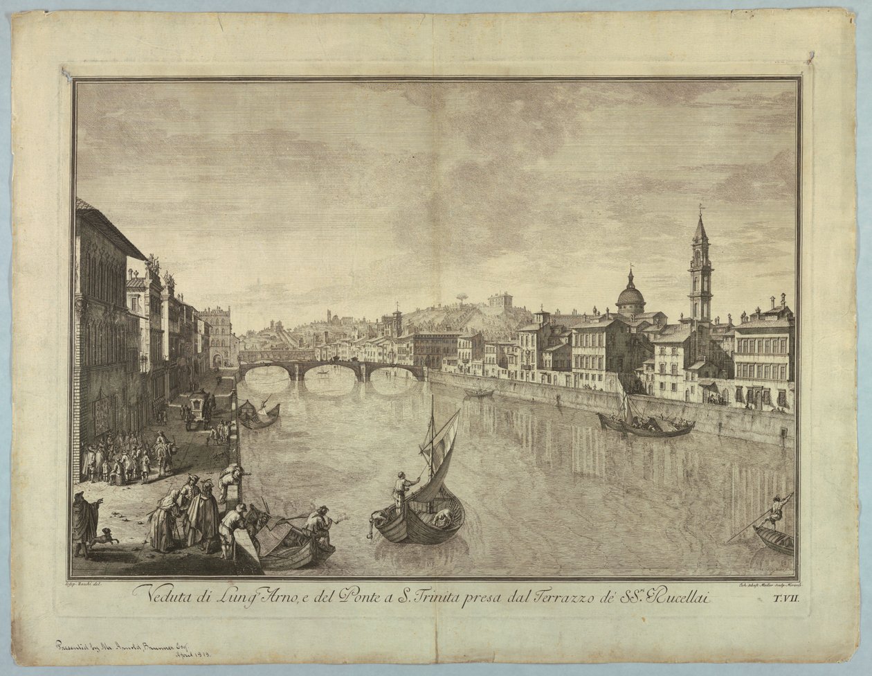 Udsigt over Firenze, plade fra "Choice of XXIV Udsigt over de vigtigste distrikter, pladser, kirker og paladser i byen Firenze" af after Giuseppe Zocchi