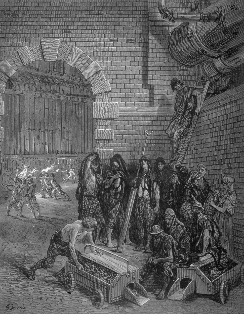 Lambeth Gasworks, fra London, en pilgrimsrejse, skrevet af William Blanchard Jerrold (1826-84), pub. 1872 af Gustave after Dore