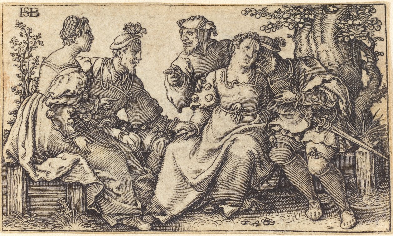 To kærlige par med klovn af after Hans Sebald Beham