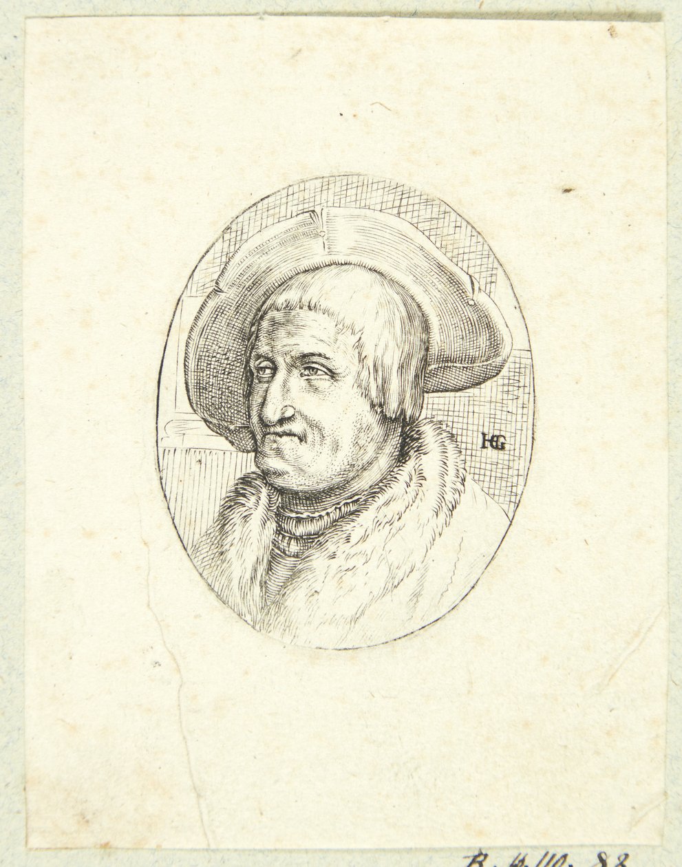 Fantasi Portræt af gammel mand med hat af after Hendrick Goltzius