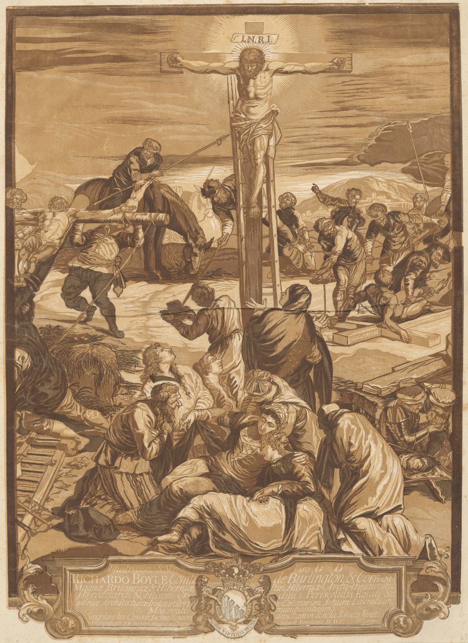 Korsfæstelsen [Center Panel] af after Jacopo Tintoretto John Baptist Jackson