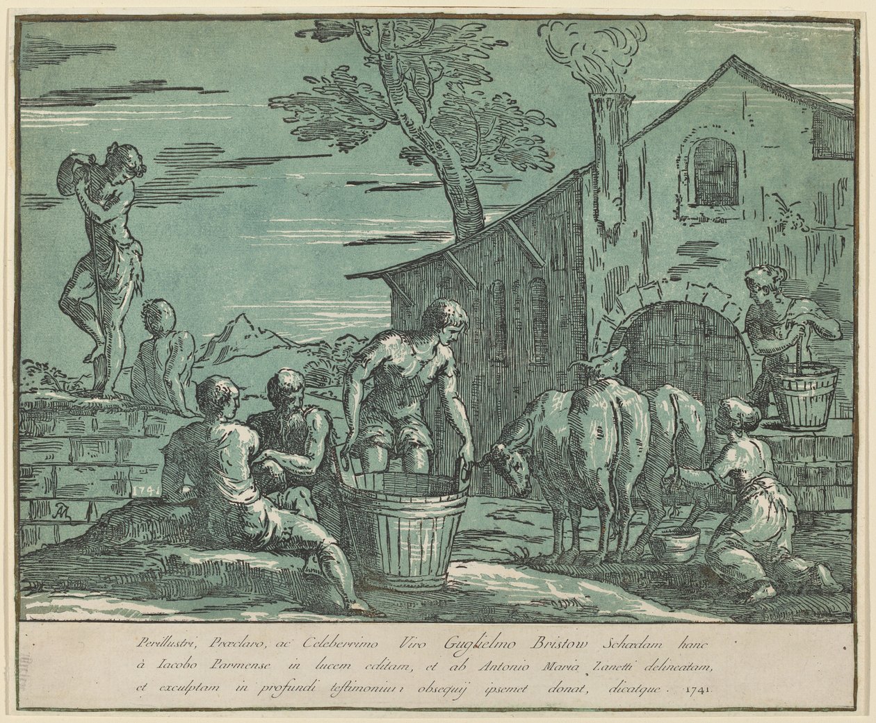 Pastoral Scene af after Jacopo Zanguidi Anton Maria Zanetti I called Bertoia