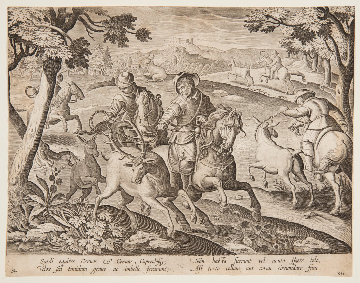 Fangst hjorte af after Jan van der Straet, called Stradanus