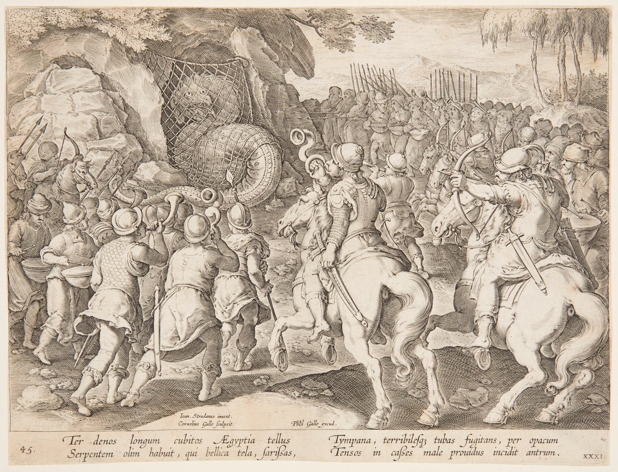 Fange slangen af after Jan van der Straet, called Stradanus