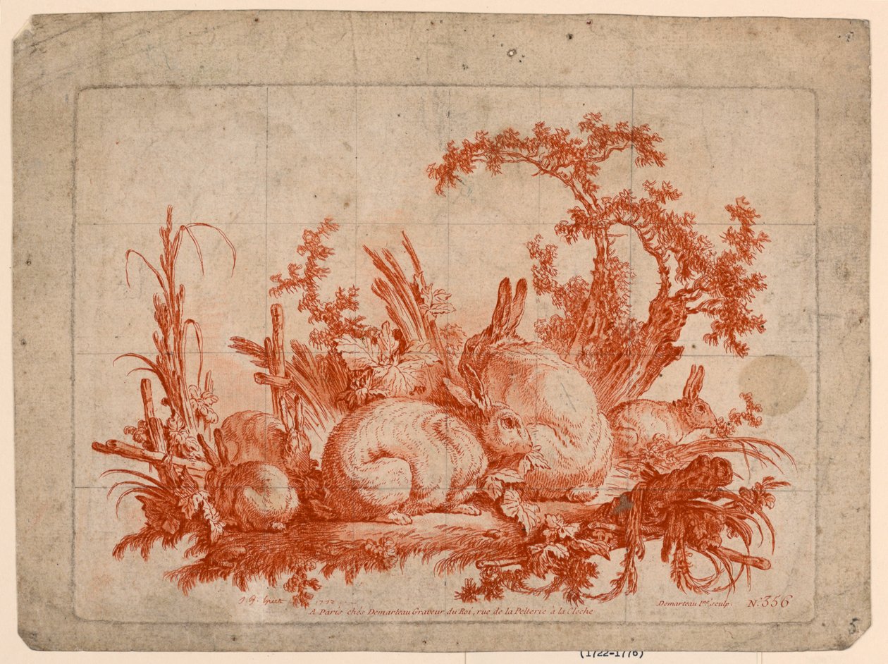 Familie af kaniner af after Jean Baptiste Huet