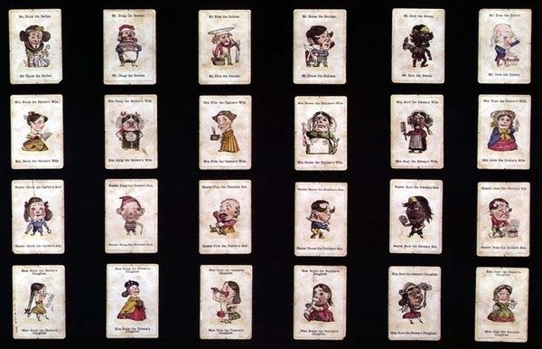 Happy Families, kortspil, baseret på design af John Tenniel, ca. 1860 (håndfarvet litho) af after John Tenniel