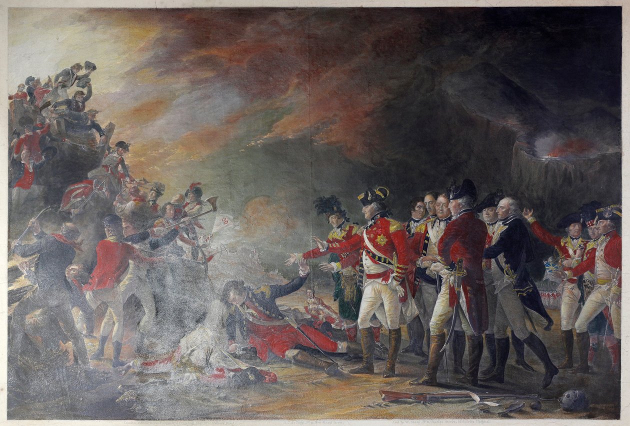 Sortien lavet af Harrison of Gibraltar om morgenen den 27. november 1781 af after John Trumbull