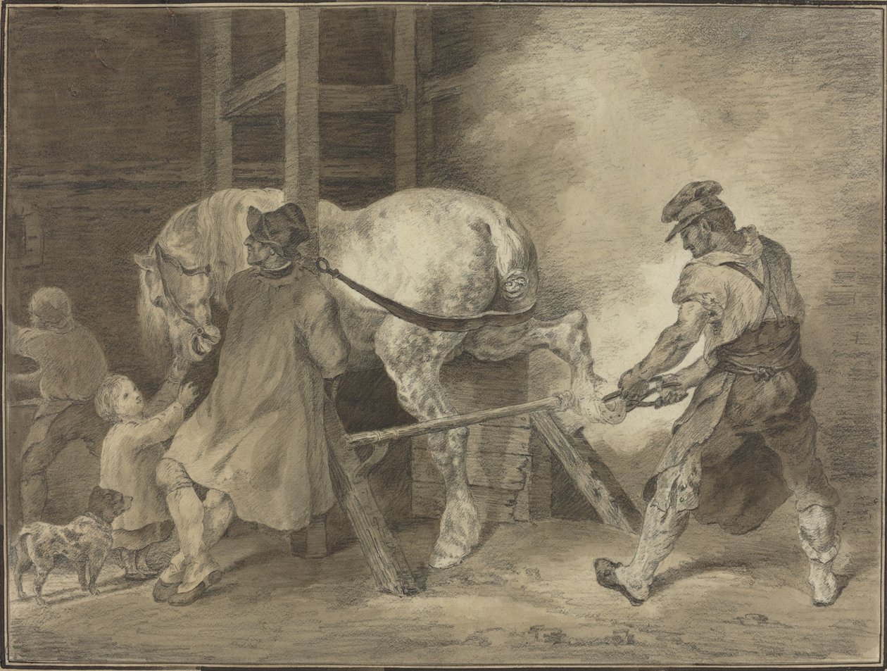 Smedeforretningen af after Léon Cogniet after Théodore Gericault