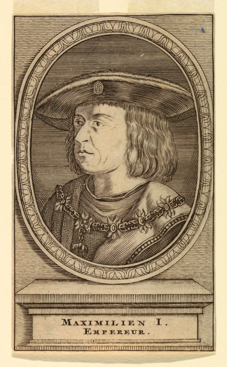 Portræt af Maximilian I (1459-1519) af after Lucas van Leyden