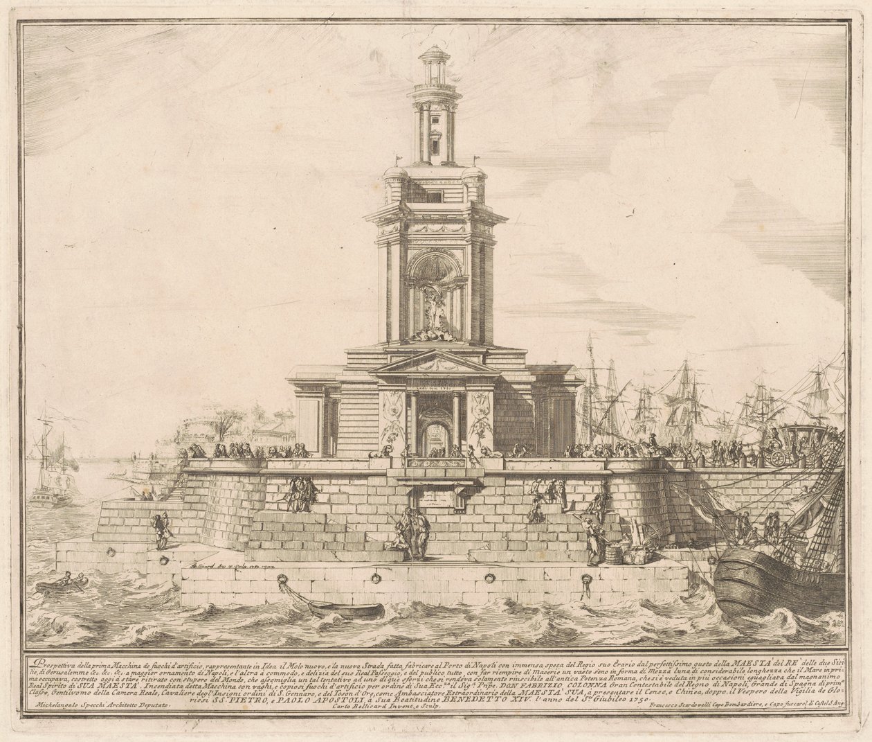 Prima Macchina for Kina fra 1750: Den nye mole i Napoli af after Michelangelo Specchi Jérôme Charles Bellicard