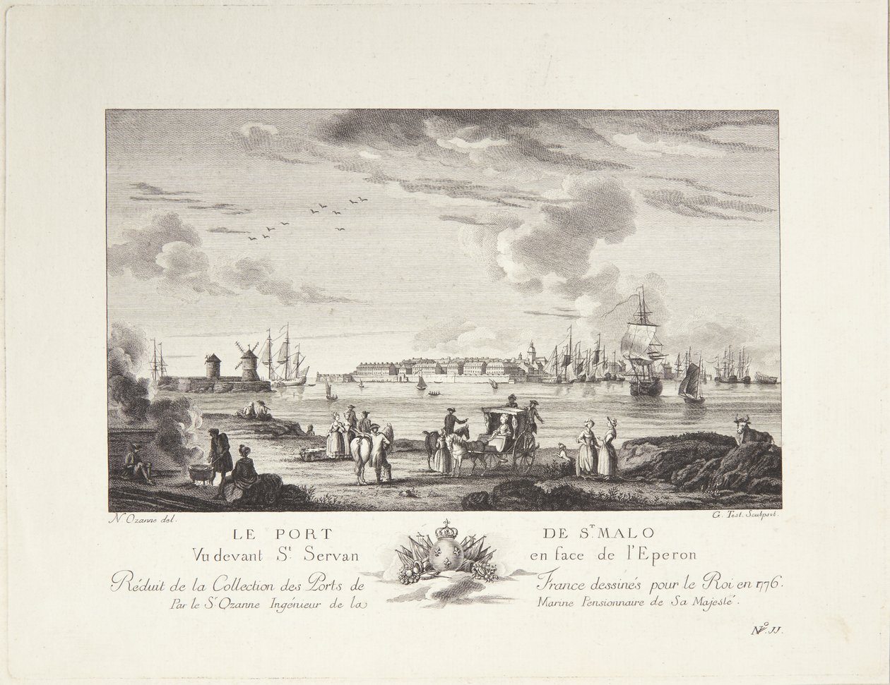 Sankt Malo havn (Le port de St. Malo) af after Nicolas Marie Ozanne