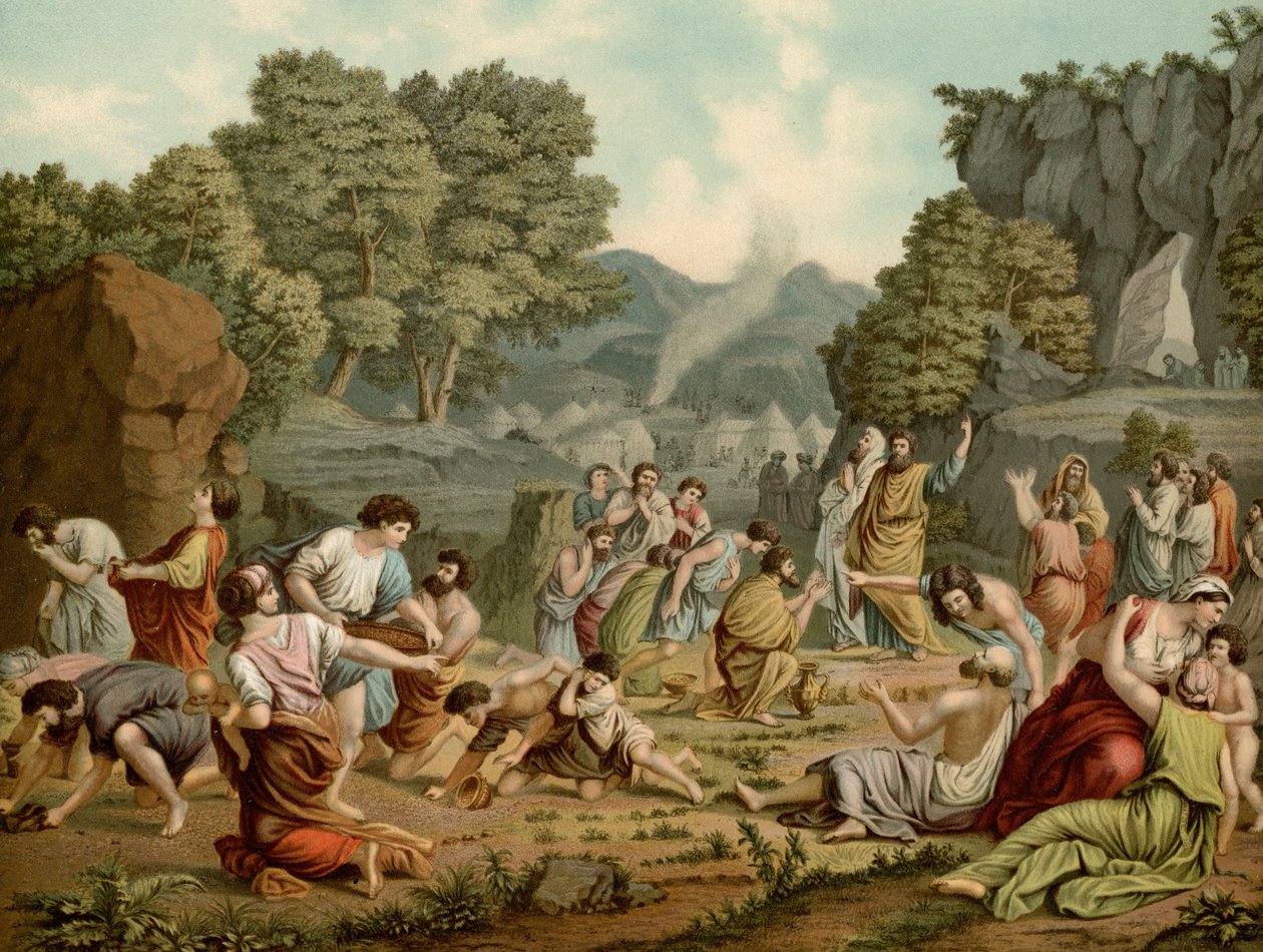 Samling af Manna i ørkenen af after Nicolas Poussin