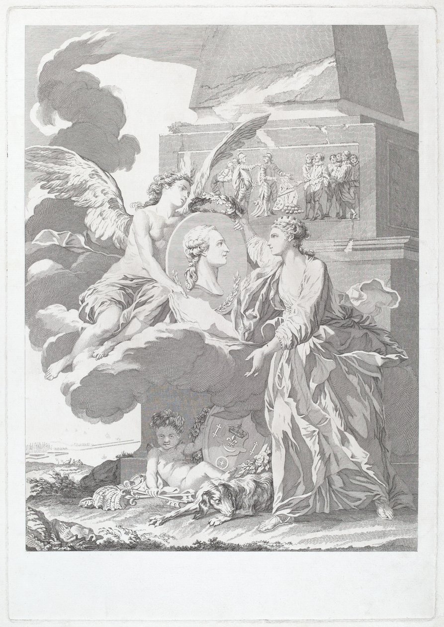 Allegorisk portræt af Pierre Buirette de Belloy af after Nicolas René Jollain Louis Simon Lempereur