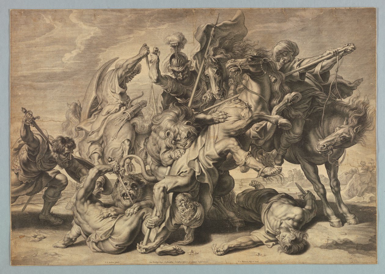 Stor Løvejagt af after Peter Paul Rubens