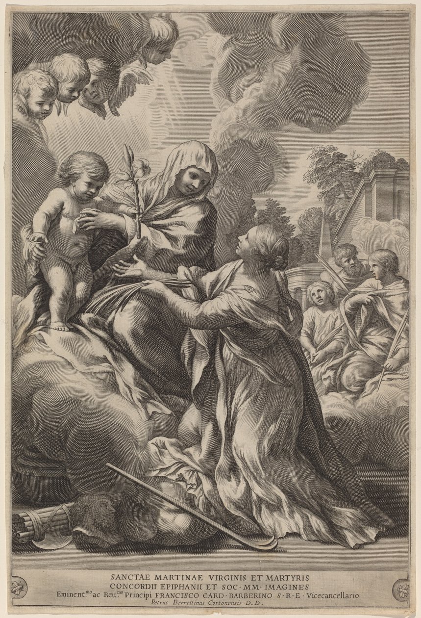 Jomfru og barn med martyrer af after Pietro da Cortona