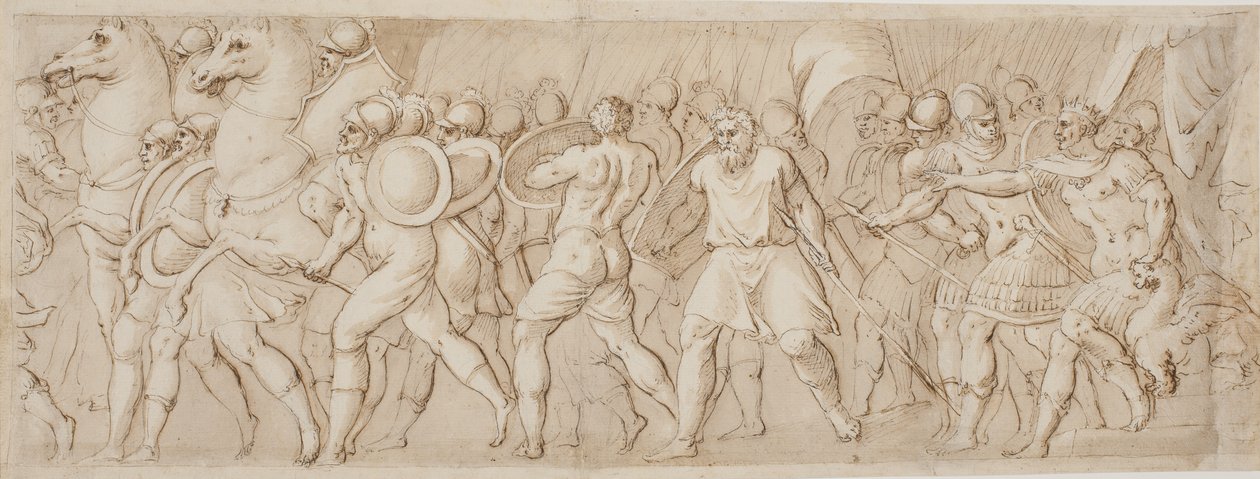 Voldtægt af de sabinske kvinder, højre halvdel af after Polidoro da Caravaggio