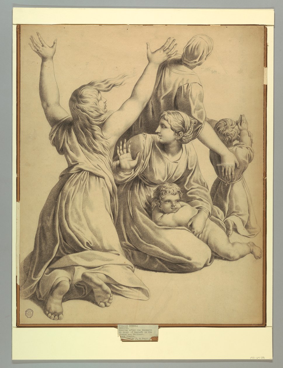 Gruppe af figurer fra Raphaels Incendio del Borgo af after Raphael