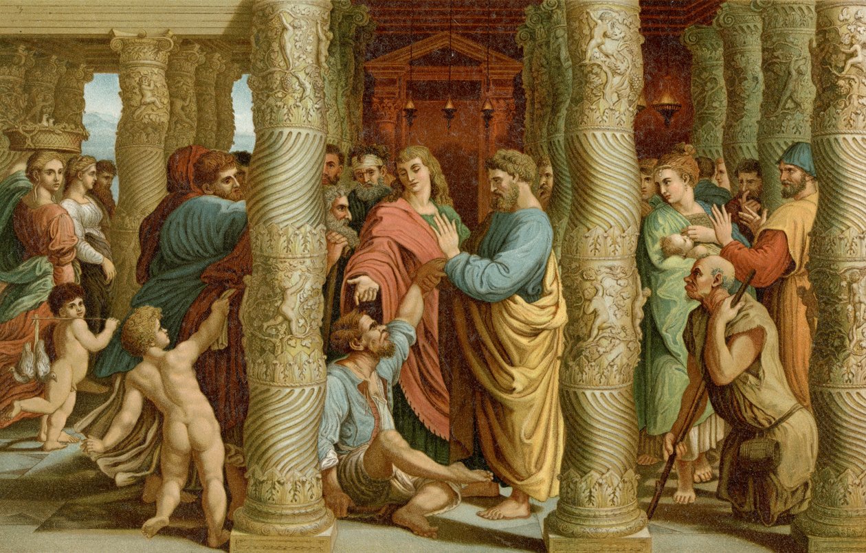 Helbredelse af de lammefødte af after Raphael