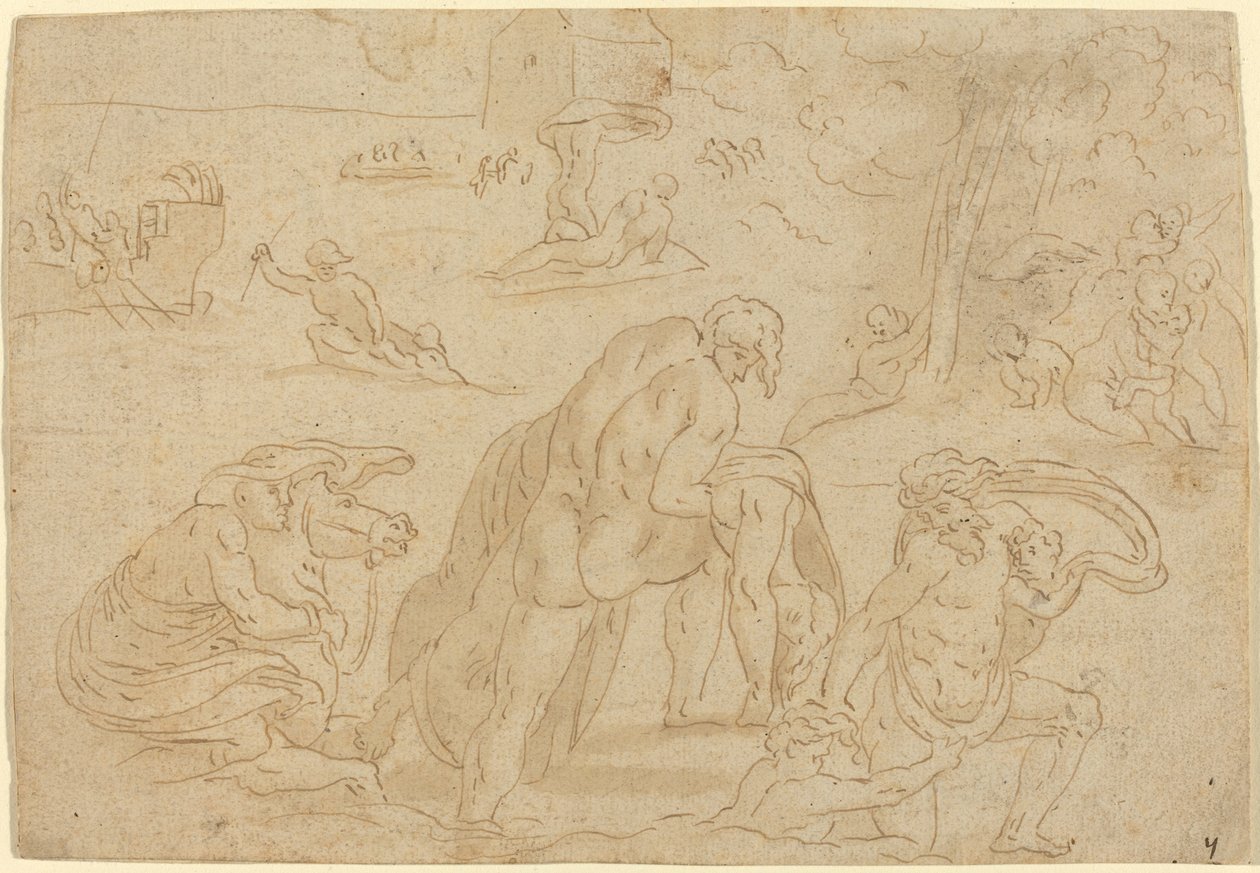 Syndfloden, fra Vatikanets Loggia af after Raphael