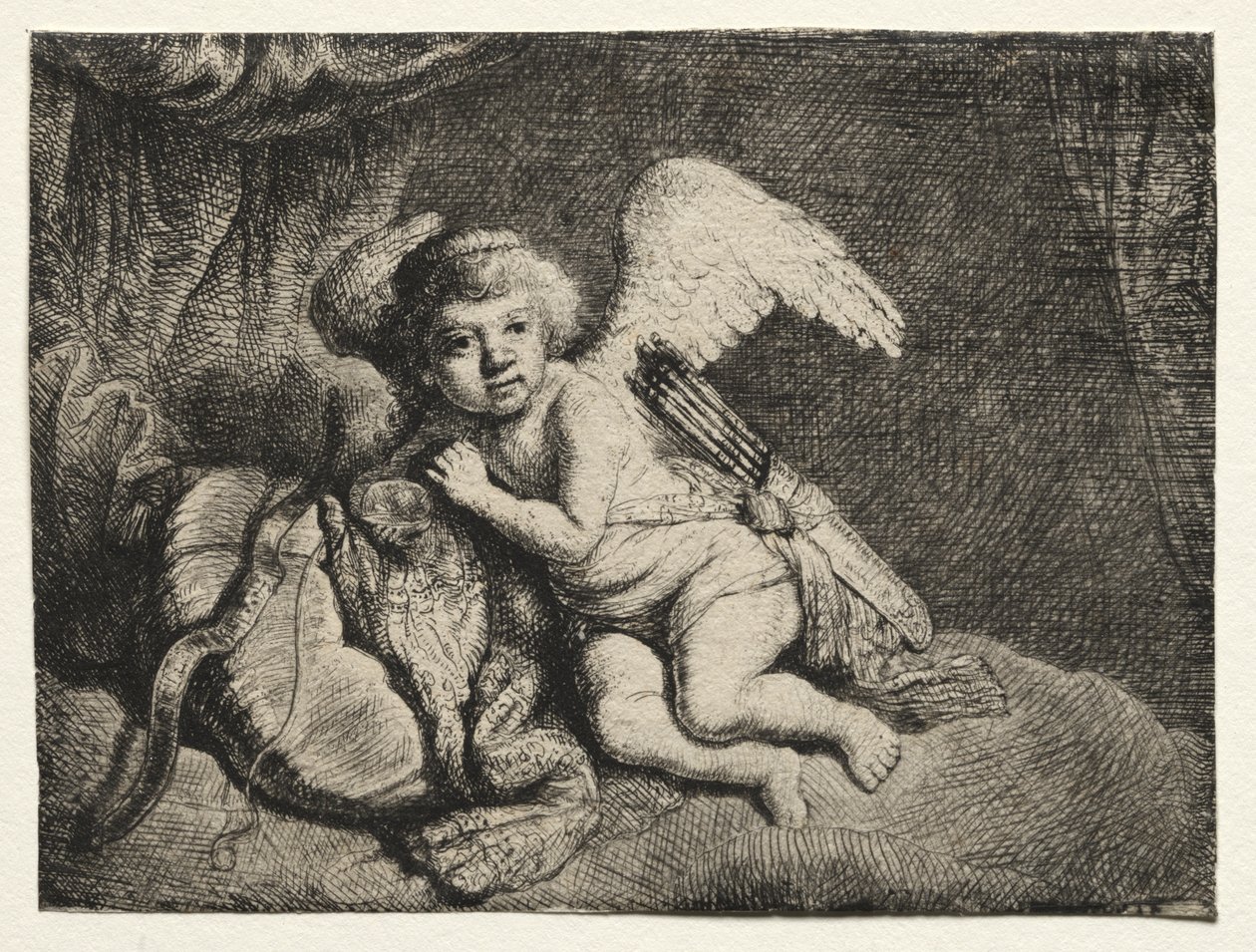 Amor hviler af after Rembrandt van Rijn