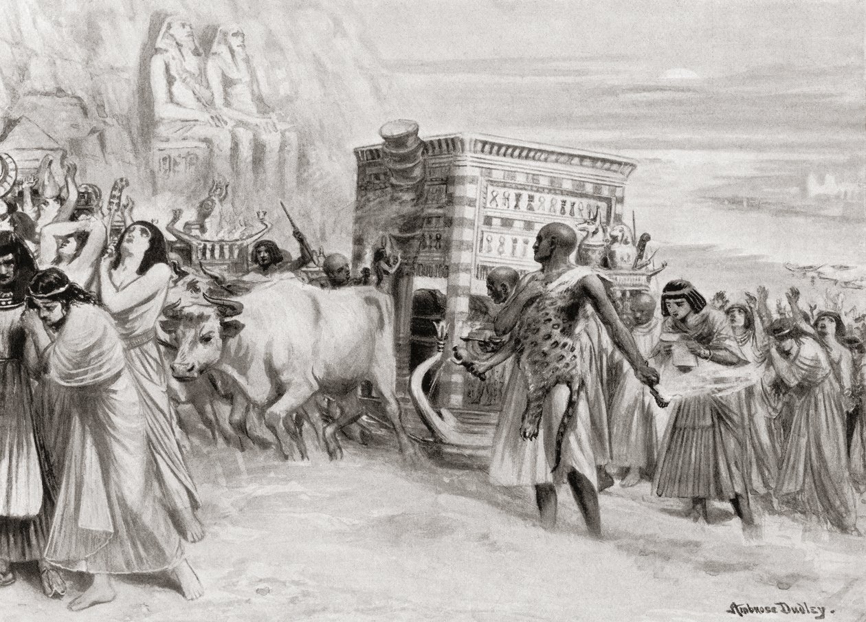 Et begravelsesoptog under XIA-dynastiet, det gamle Egypten, fra Hutchinson