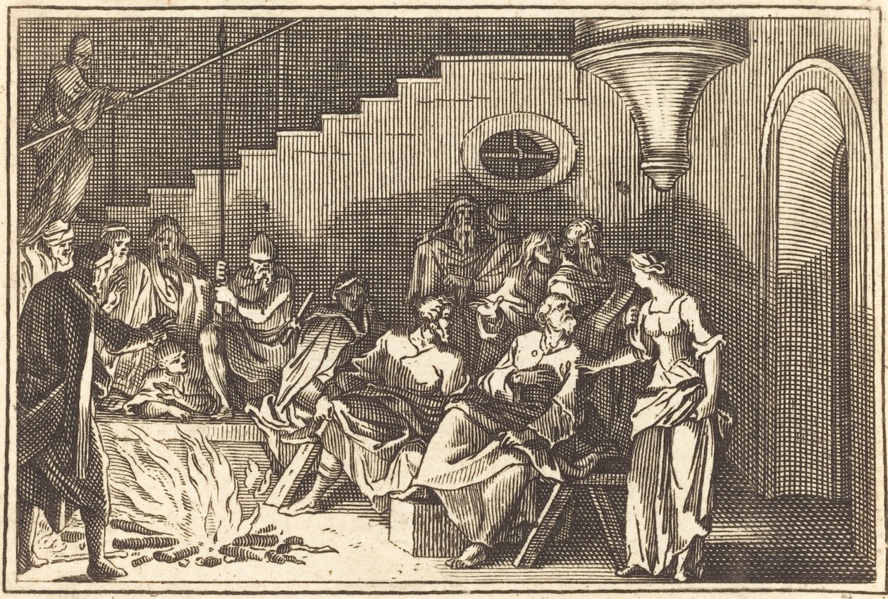 Peter fornægter Kristus af after Sébastien Le Clerc I